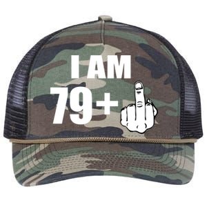 I Am 80 Middle Finger 80th Birthday Gift Retro Rope Trucker Hat Cap