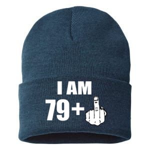 I Am 80 Middle Finger 80th Birthday Gift Sustainable Knit Beanie