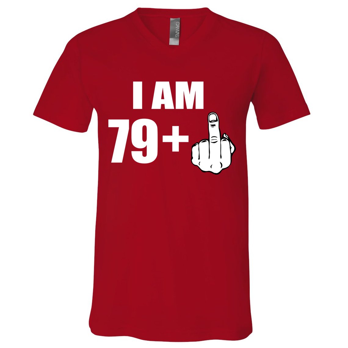 I Am 80 Middle Finger 80th Birthday Gift V-Neck T-Shirt