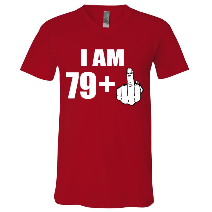 I Am 80 Middle Finger 80th Birthday Gift V-Neck T-Shirt