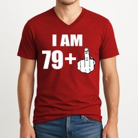 I Am 80 Middle Finger 80th Birthday Gift V-Neck T-Shirt