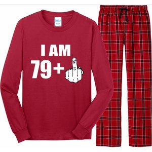 I Am 80 Middle Finger 80th Birthday Gift Long Sleeve Pajama Set