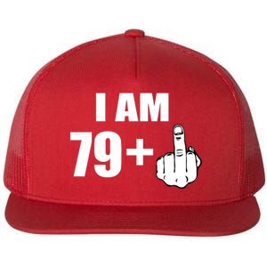 I Am 80 Middle Finger 80th Birthday Gift Flat Bill Trucker Hat