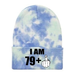 I Am 80 Middle Finger 80th Birthday Gift Tie Dye 12in Knit Beanie