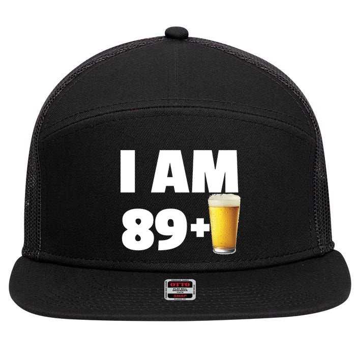 I Am 89 Plus Beer 90th Birthday 7 Panel Mesh Trucker Snapback Hat