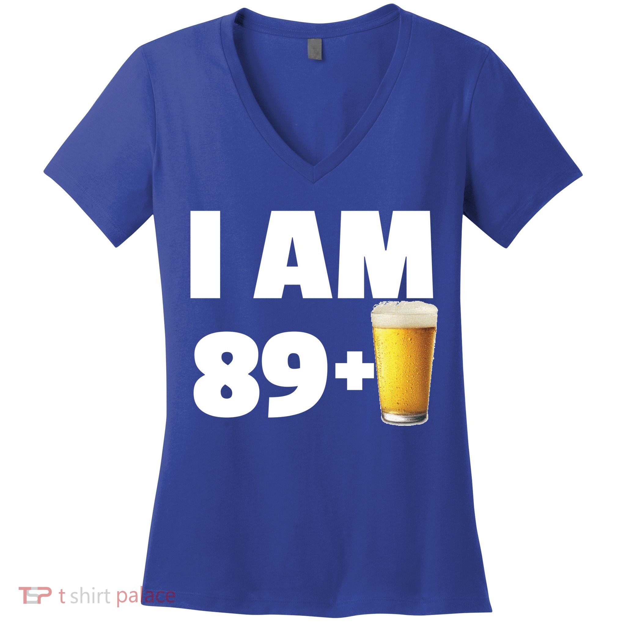 I Am 89 Plus Beer 90th Birthday Women's V-Neck T-Shirt