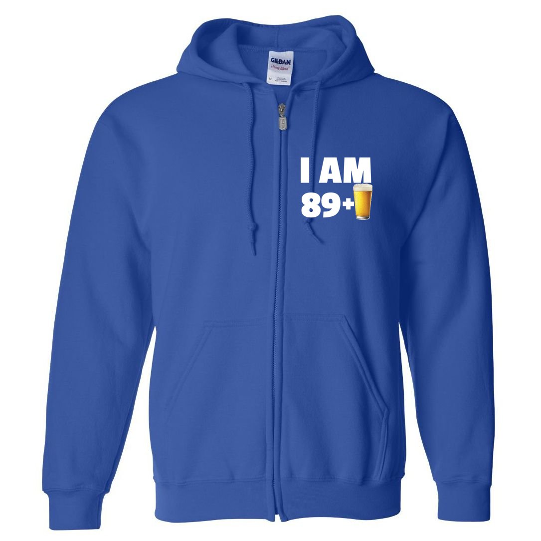 I Am 89 Plus Beer 90th Birthday Full Zip Hoodie