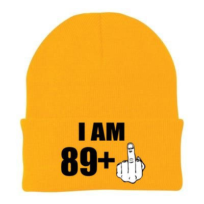 I Am 90 Middle Finger Funny 90th Birthday Gift Knit Cap Winter Beanie