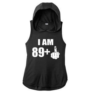 I Am 90 Middle Finger Funny 90th Birthday Gift Ladies PosiCharge Tri-Blend Wicking Draft Hoodie Tank