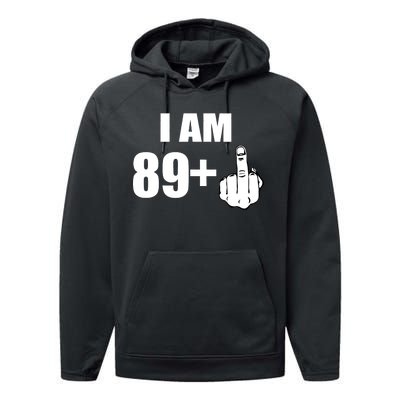 I Am 90 Middle Finger Funny 90th Birthday Gift Performance Fleece Hoodie