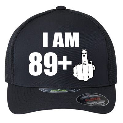 I Am 90 Middle Finger Funny 90th Birthday Gift Flexfit Unipanel Trucker Cap