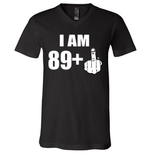 I Am 90 Middle Finger Funny 90th Birthday Gift V-Neck T-Shirt