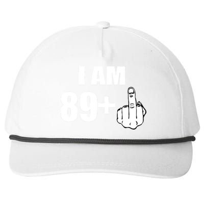 I Am 90 Middle Finger Funny 90th Birthday Gift Snapback Five-Panel Rope Hat