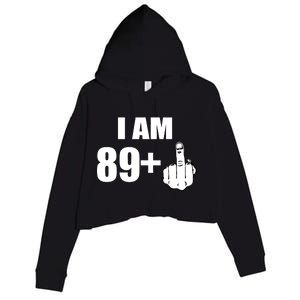 I Am 90 Middle Finger Funny 90th Birthday Gift Crop Fleece Hoodie