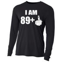 I Am 90 Middle Finger Funny 90th Birthday Gift Cooling Performance Long Sleeve Crew