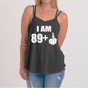 I Am 90 Middle Finger Funny 90th Birthday Gift Women's Strappy Tank