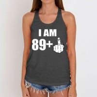 I Am 90 Middle Finger Funny 90th Birthday Gift Women's Knotted Racerback Tank