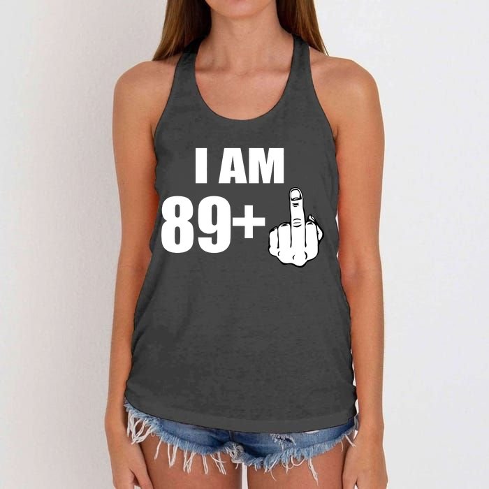 I Am 90 Middle Finger Funny 90th Birthday Gift Women's Knotted Racerback Tank