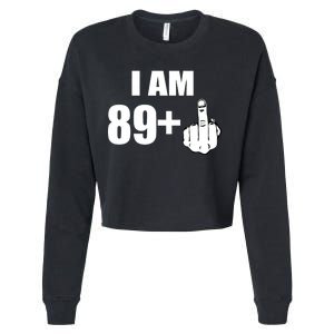 I Am 90 Middle Finger Funny 90th Birthday Gift Cropped Pullover Crew