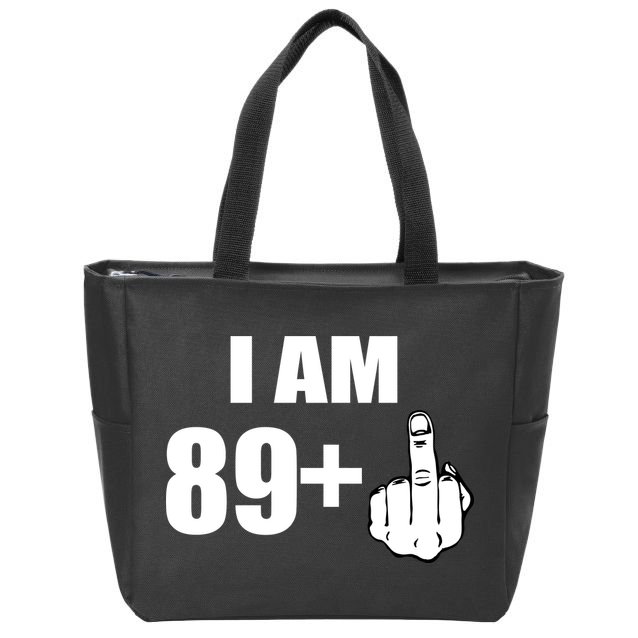 I Am 90 Middle Finger Funny 90th Birthday Gift Zip Tote Bag