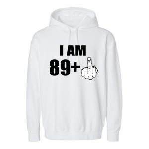 I Am 90 Middle Finger Funny 90th Birthday Gift Garment-Dyed Fleece Hoodie