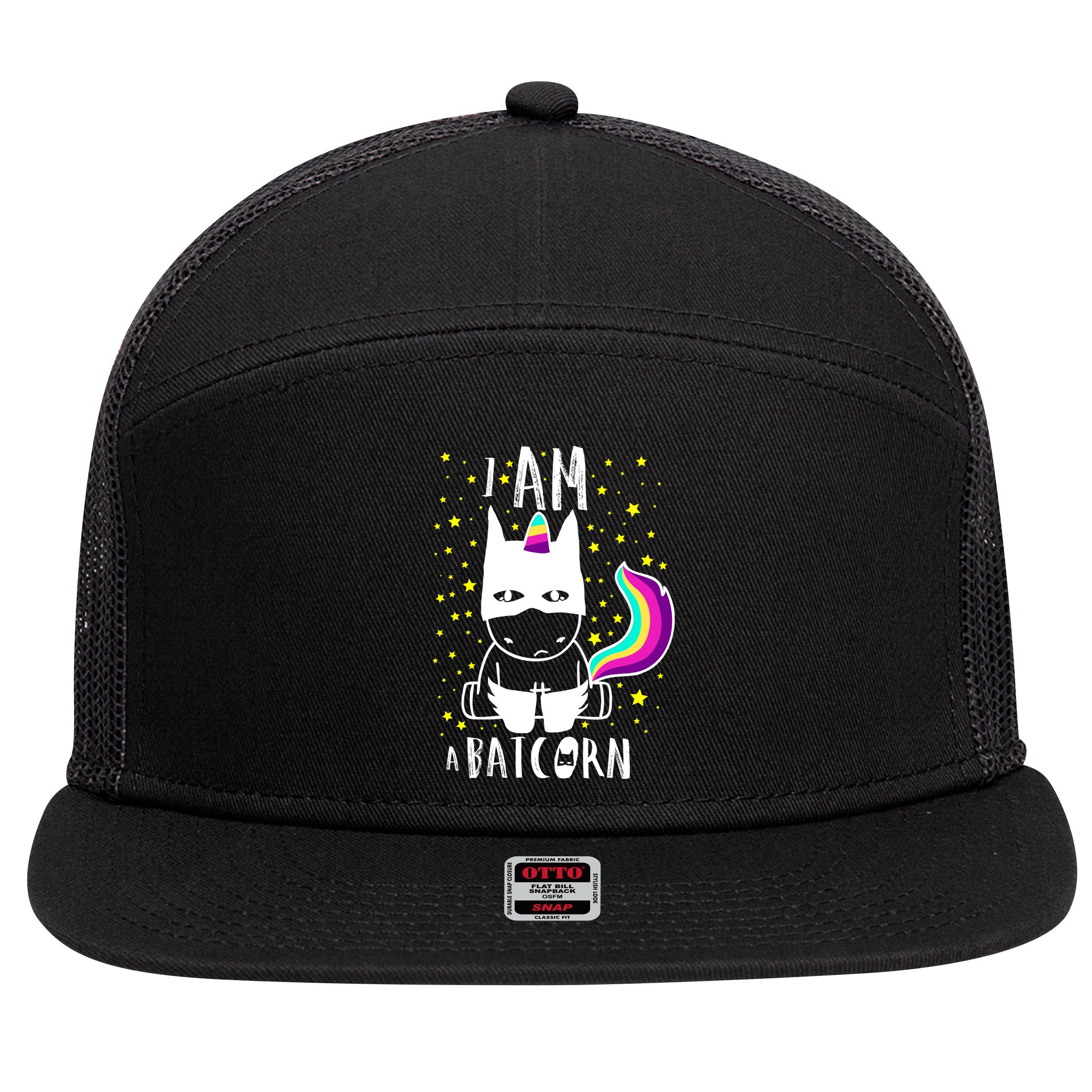 I Am A Batcorn (Unicorn Bat) 7 Panel Mesh Trucker Snapback Hat