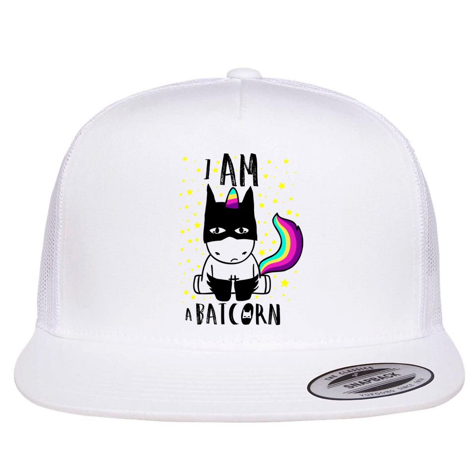 I Am A Batcorn (Unicorn Bat) Flat Bill Trucker Hat
