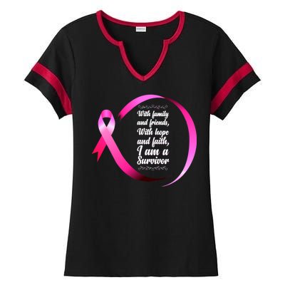 I Am A Breast Cancer Survivor Ladies Halftime Notch Neck Tee