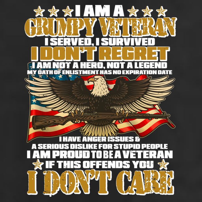 I Am A Grumpy Proud Veteran Funny 7 Panel Mesh Trucker Snapback Hat