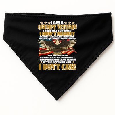 I Am A Grumpy Proud Veteran Funny USA-Made Doggie Bandana