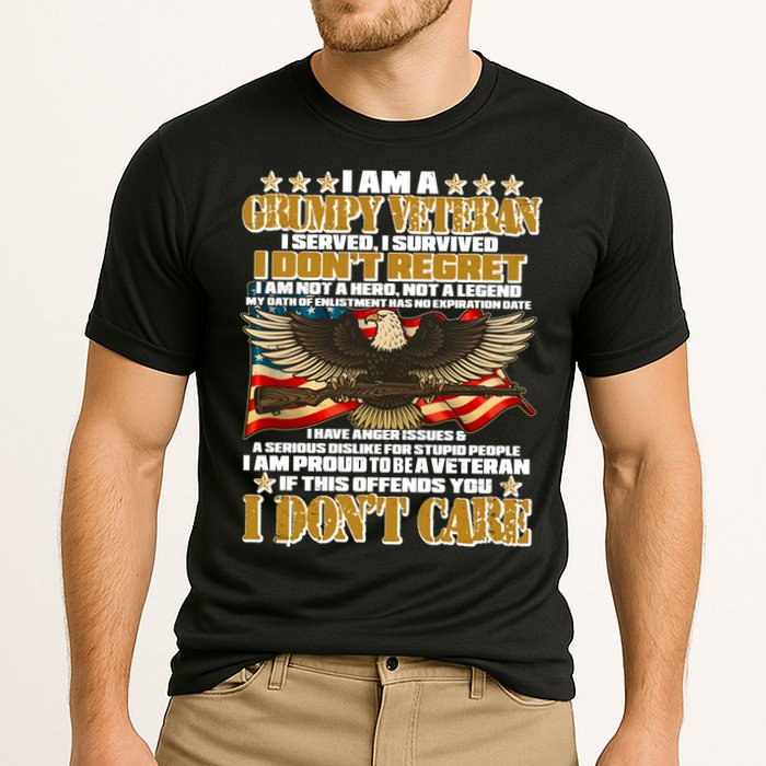 I Am A Grumpy Proud Veteran Funny Performance Shirt