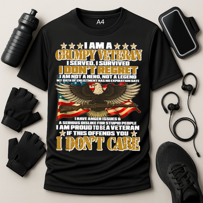 I Am A Grumpy Proud Veteran Funny Performance Shirt