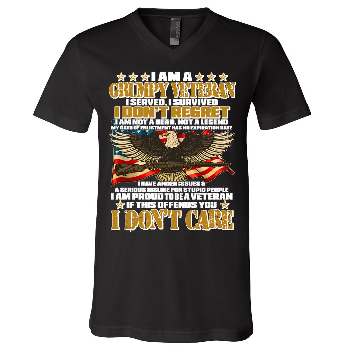 I Am A Grumpy Proud Veteran Funny V-Neck T-Shirt