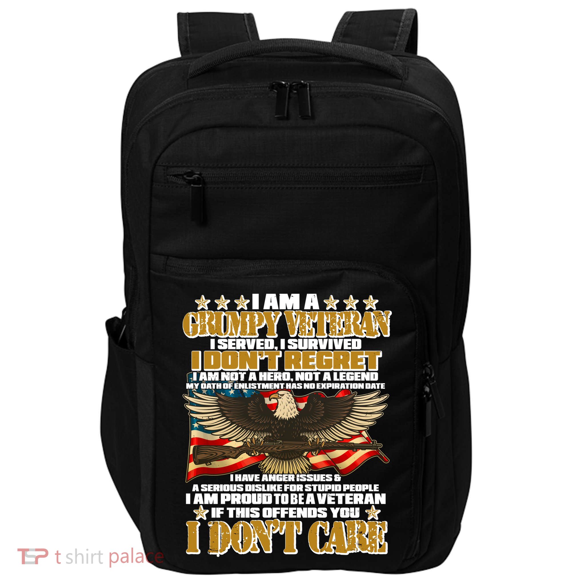 I Am A Grumpy Proud Veteran Funny Impact Tech Backpack
