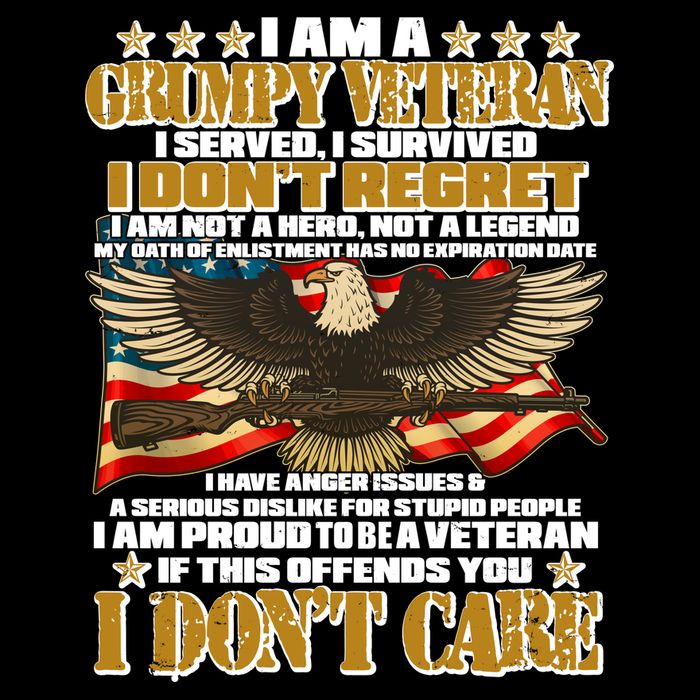 I Am A Grumpy Proud Veteran Funny 7-Panel Snapback Hat