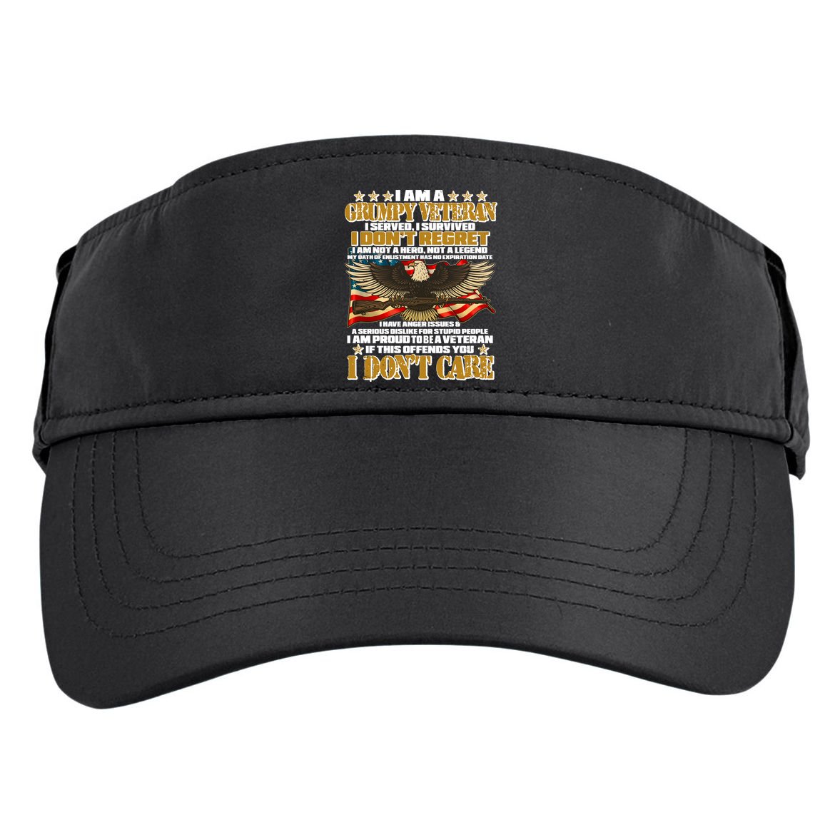I Am A Grumpy Proud Veteran Funny Adult Drive Performance Visor