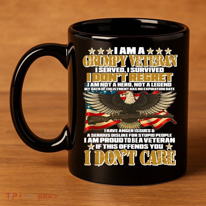 I Am A Grumpy Proud Veteran Funny 11oz C Handle Ceramic Mug