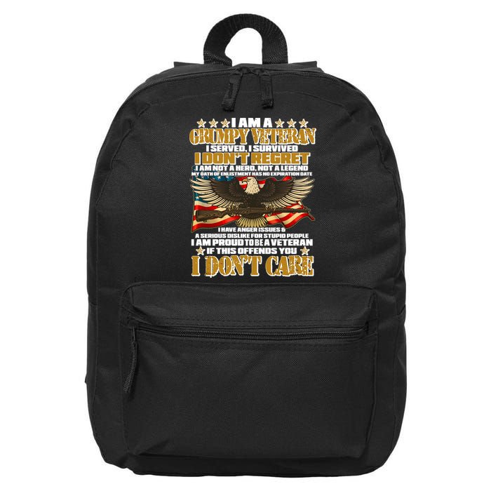 I Am A Grumpy Proud Veteran Funny 16 in Basic Backpack
