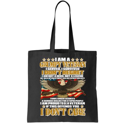 I Am A Grumpy Proud Veteran Funny Bag