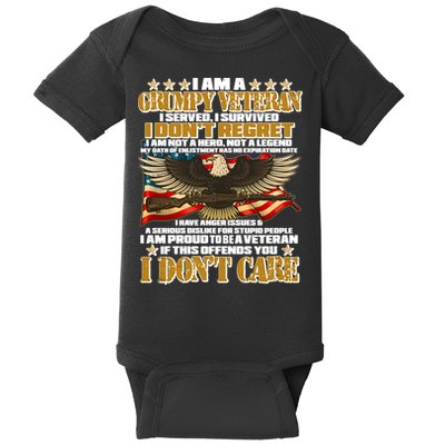 I Am A Grumpy Proud Veteran Funny Baby Bodysuit