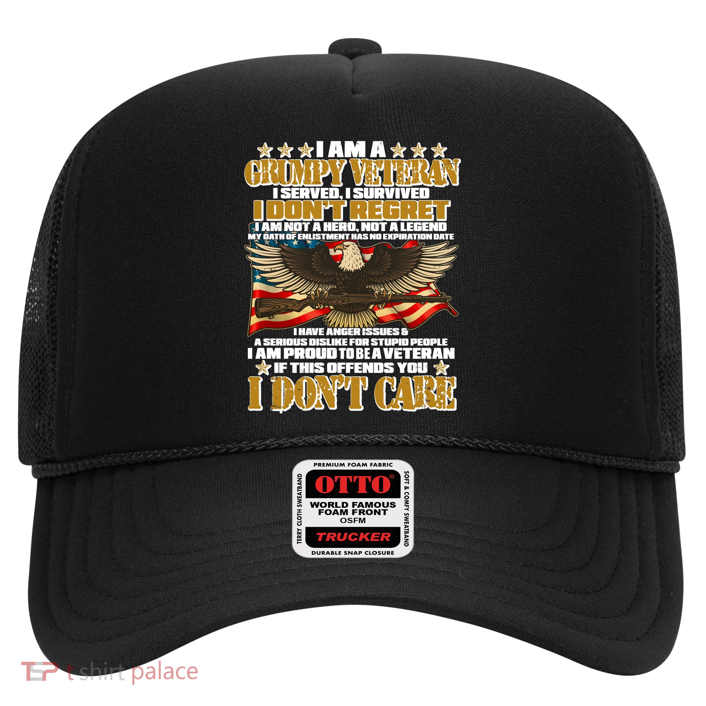 I Am A Grumpy Proud Veteran Funny Trucker Hat