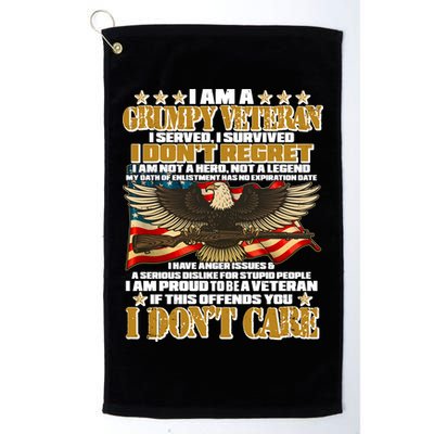 I Am A Grumpy Proud Veteran Funny Golf Towel