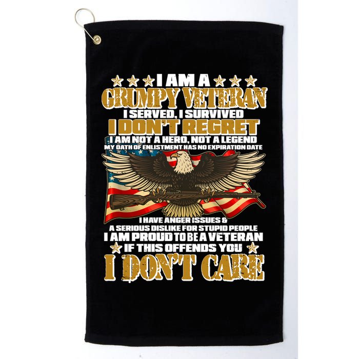 I Am A Grumpy Proud Veteran Funny Golf Towel