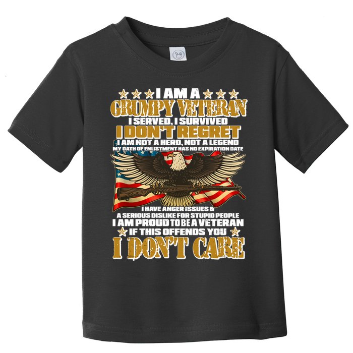 I Am A Grumpy Proud Veteran Funny Toddler T-Shirt