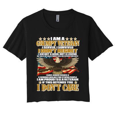 I Am A Grumpy Proud Veteran Funny Crop Top