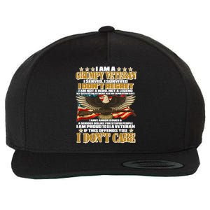 I Am A Grumpy Proud Veteran Funny Wool Snapback Cap