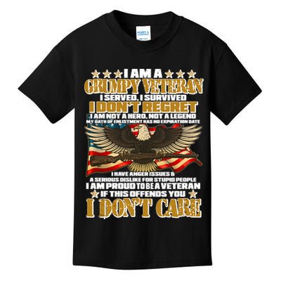 I Am A Grumpy Proud Veteran Funny Kids T-Shirt