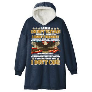 I Am A Grumpy Proud Veteran Funny Hooded Wearable Blanket