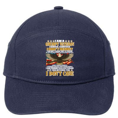 I Am A Grumpy Proud Veteran Funny 7-Panel Snapback Hat