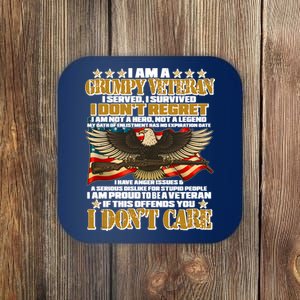 I Am A Grumpy Proud Veteran Funny Coaster